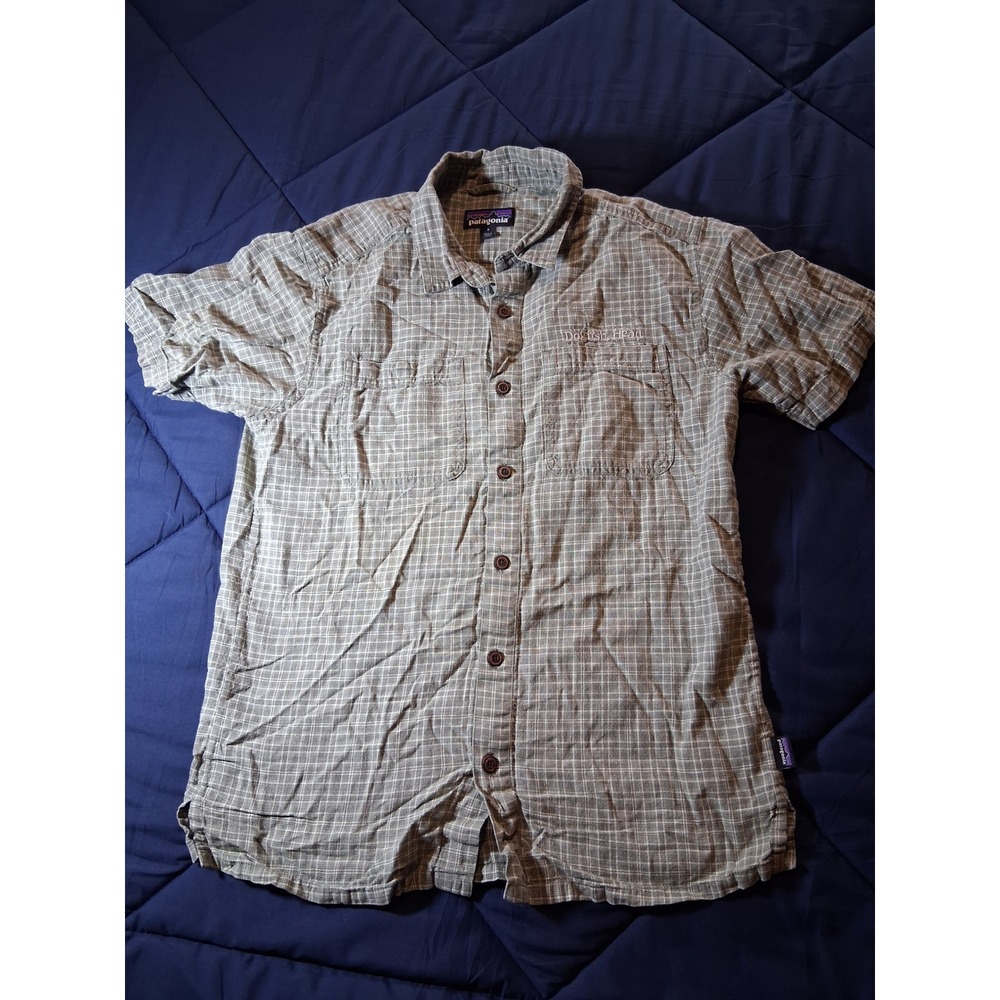 Patagonia Mens Hemp Organic Cotton Plaid Short Sleeve‎ Shirt Dogfish Head Small